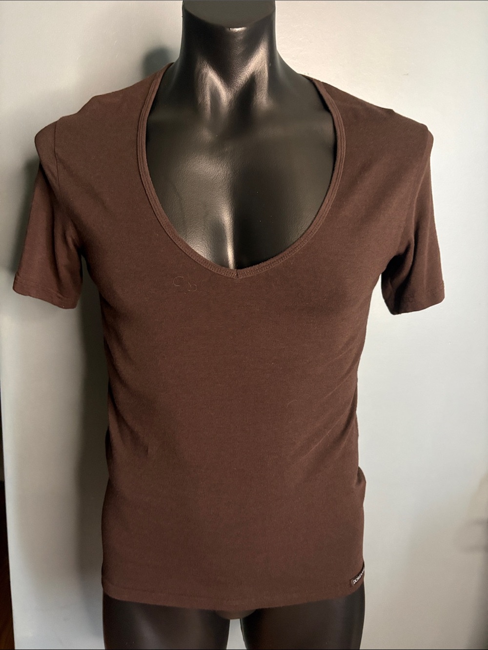 Classic Brown Deep V-Neck